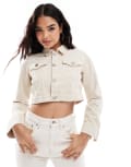 [Threadbare] Threadbare cropped denim jacket in ecru-White 12 WHITE