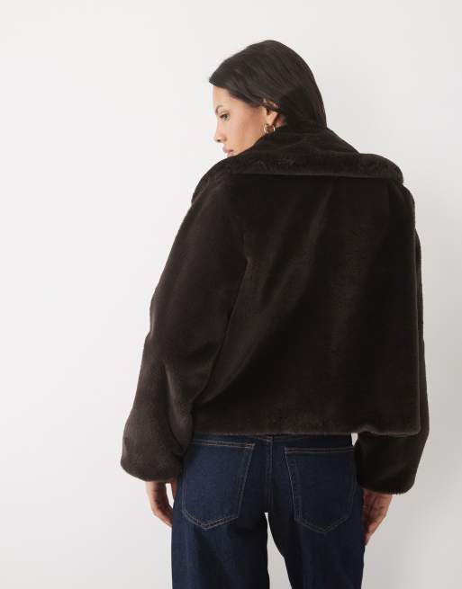 Threadbare cropped imitatiebontjack in donkerbruin, 4 van 4