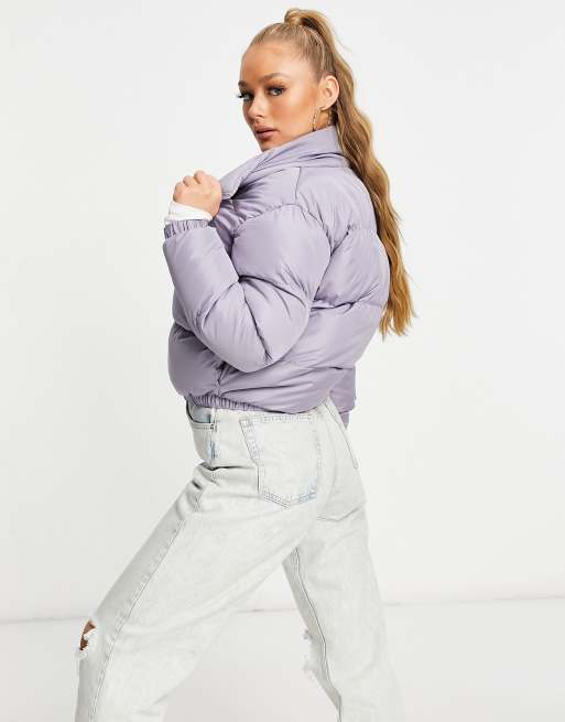 Cropped vinyl puffer on sale jacket