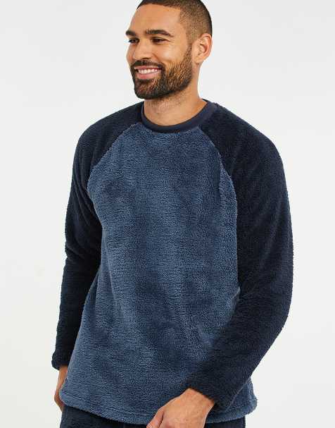 Threadbare 'cube' borg loungewear set in navy - view 1