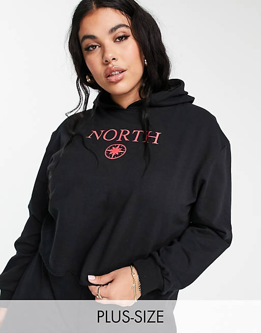 Threadbare Curve graphic hoodie co-ord in black