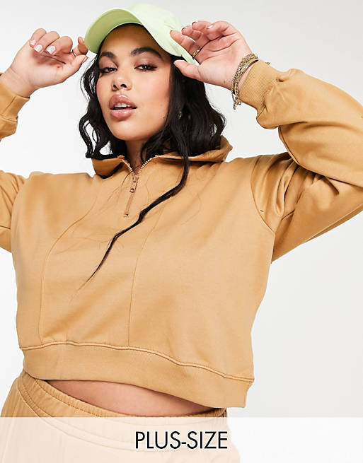 Threadbare Curve panelled hoodie co-ord in macaroon