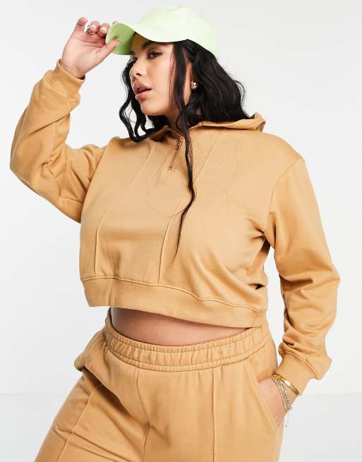 Threadbare Curve panelled hoodie co-ord in macaroon, 3 of 4