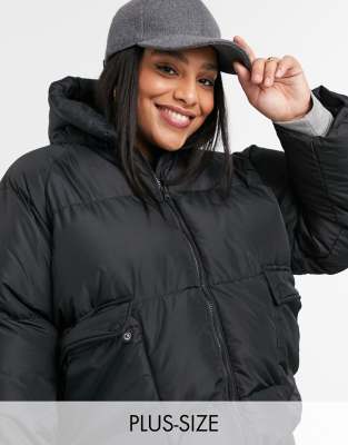 Threadbare Curve Tulip Cropped Padded Jacket In Black ModeSens