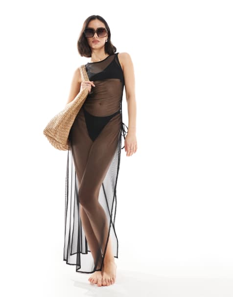 Threadbare beach cover up dress in black