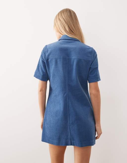 Threadbare – Czarna sztruksowa sukienka mini z krótkimi rękawami, 4 z 4