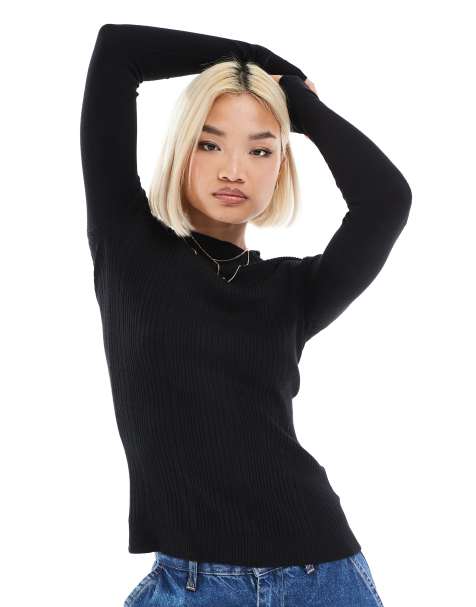 Threadbare – Czarny dopasowany sweter z golfem - view 1