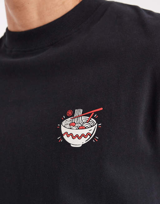 Threadbare – Czarny T-shirt o luźnym kroju z nadrukiem z motywem jedzenia, 5 z 5