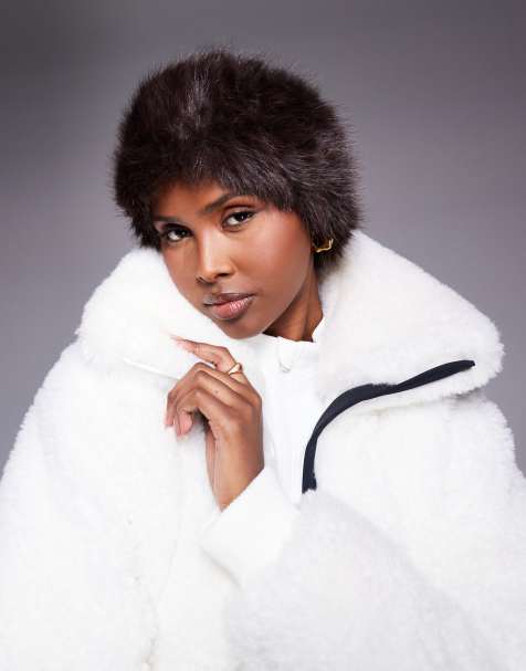 Threadbare – Czekoladowobrązowa opaska na głowę ze sztucznego futra - view 1