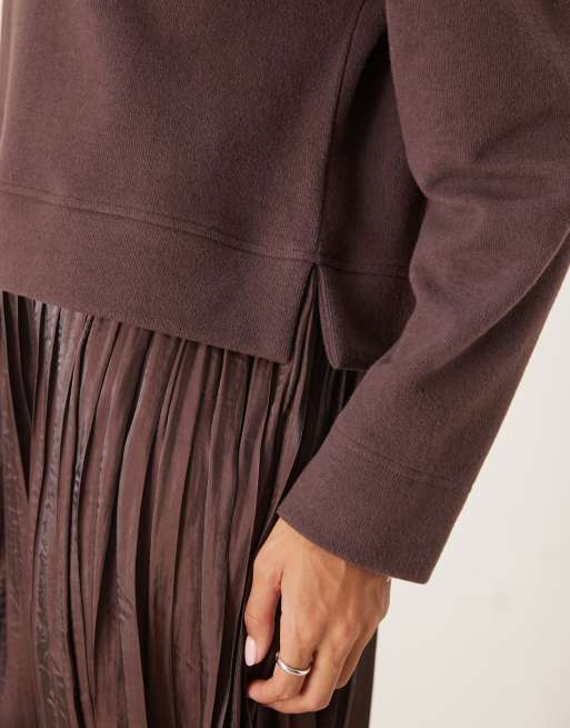 Threadbare – Czekoladowobrązowa sukienka z miękkiego w dotyku bawełnianego dżerseju, 4 z 4