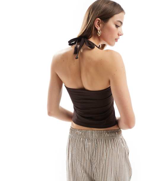 Threadbare – Czekoladowy top z dekoltem halter - view 1