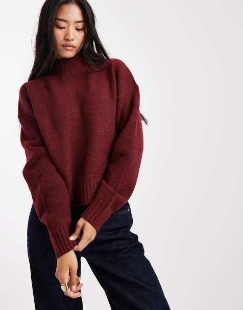 Threadbare high neck jumper in red