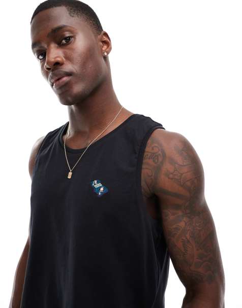 Threadbare decks embroidery tank in black - view 1