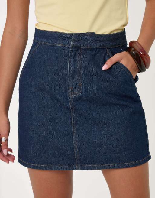 Threadbare Denim a-line mini skirt in indigo, 3 of 4