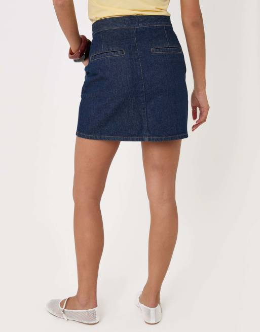 Threadbare Denim a-line mini skirt in indigo, 4 of 4