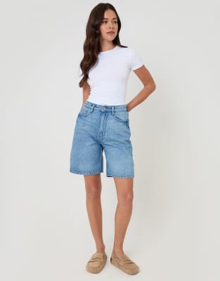 Threadbare Denim Bermuda Shorts In Blue