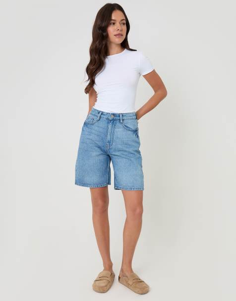 Threadbare Denim bermuda shorts in mid blue - view 1