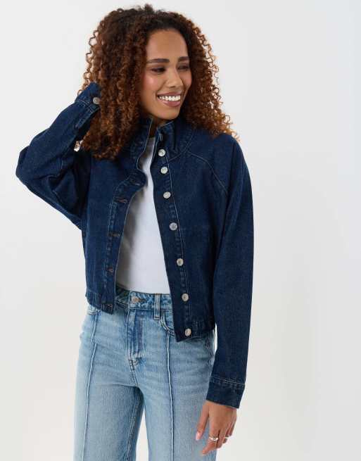 Threadbare Denim bomber jacket in indigo, 3 of 5