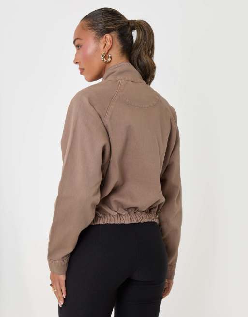 Threadbare Denim bomber jacket in mocha brown, 2 of 4