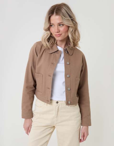 Threadbare Denim jacket with patch pockets in brown - view 1