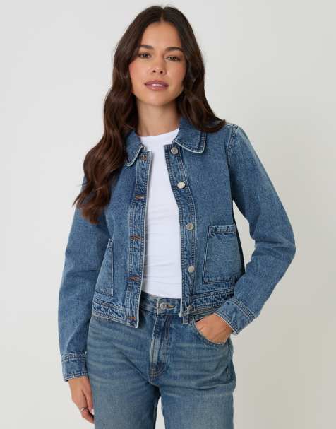 Threadbare Denim jacket with patch pockets in mid blue - view 1