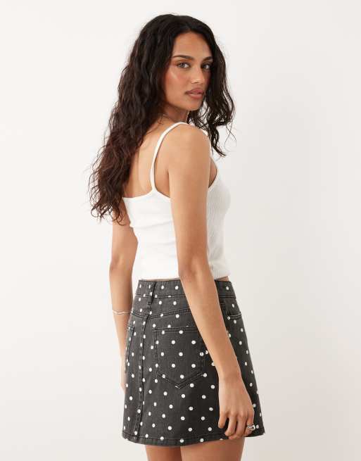 Threadbare - Denim minirok met stippen in zwart en wit, deel van co-ord set, 4 van 5
