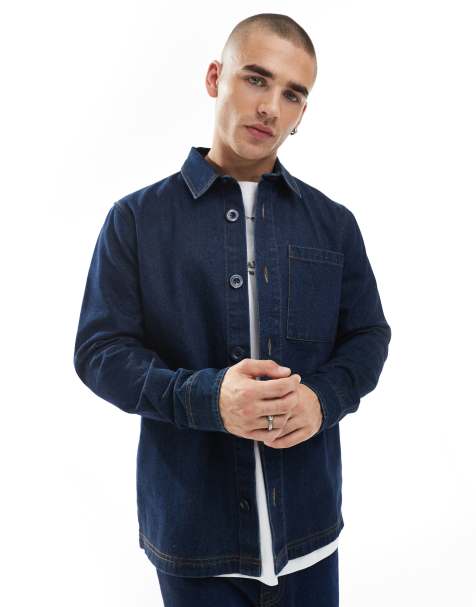 Threadbare denim shacket in indigo rinse wash - view 1