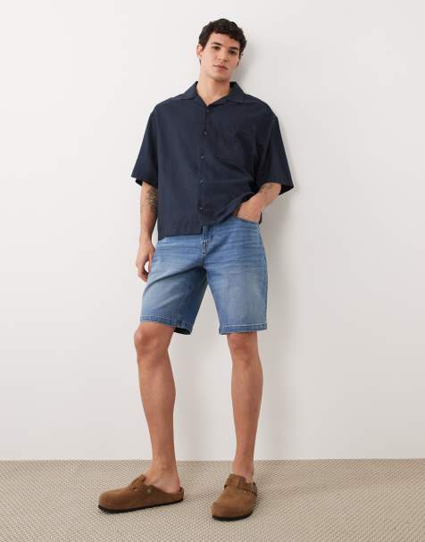 Threadbare denim shorts in washed light blue - view 1