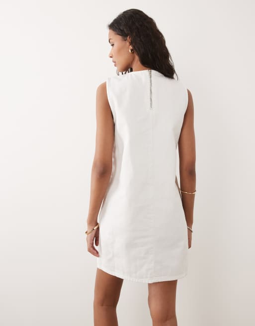 Threadbare denim sleeveless mini dress in white, 4 of 4