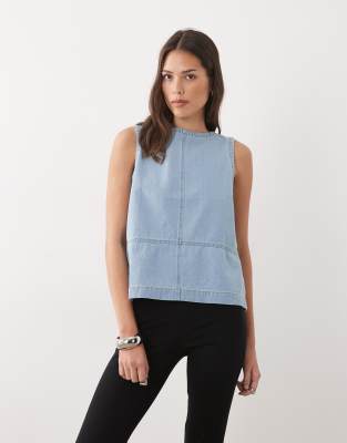 Threadbare Denim Sleeveless Top In Blue
