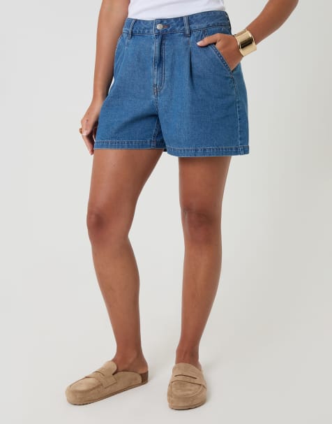 Threadbare Denim tailored shorts in mid blue - view 1