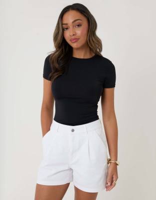 Threadbare Denim Tailored Shorts In White