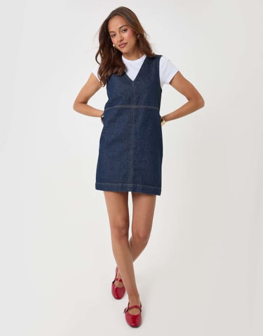 Threadbare Denim v-neck mini dress in indigo in indigo, 2 of 5