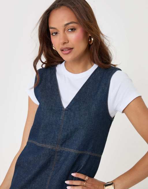 Threadbare Denim v-neck mini dress in indigo in indigo, 5 of 5