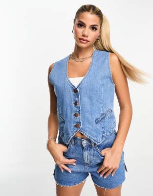 Shop Threadbare denim waistcoat in blue Online – Trendy & Affordable Fashion
