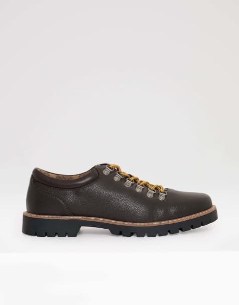 Threadbare Derby lace up boot style trainer in brown - view 1