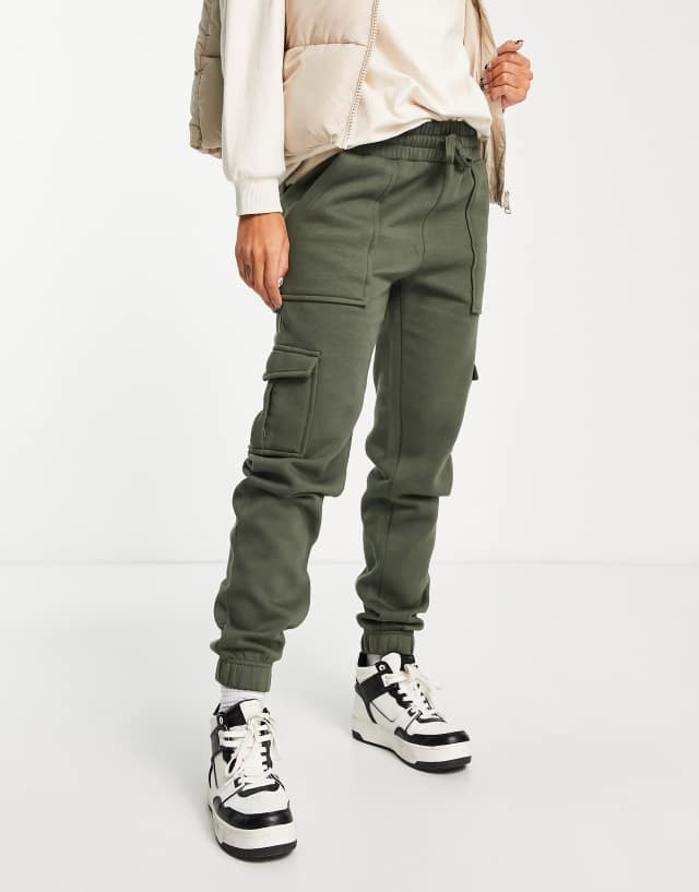 Threadbare Donna cargo sweatpants in khaki