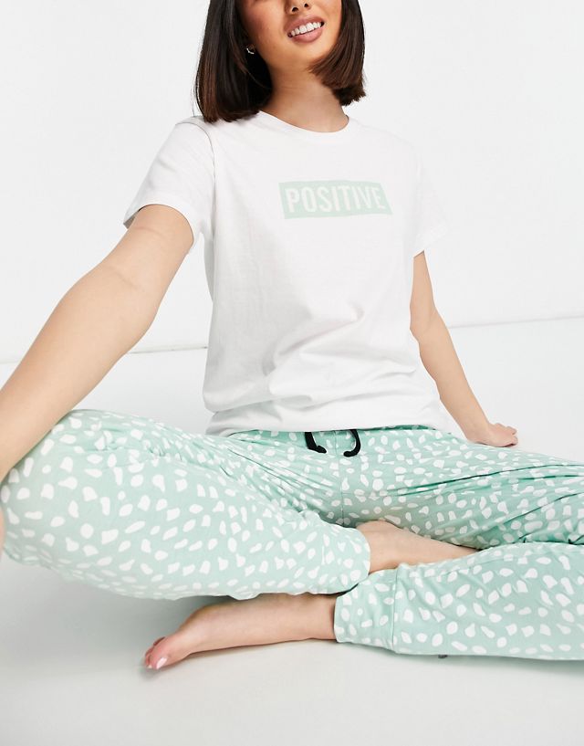 Threadbare dotted pajama set in mint and white