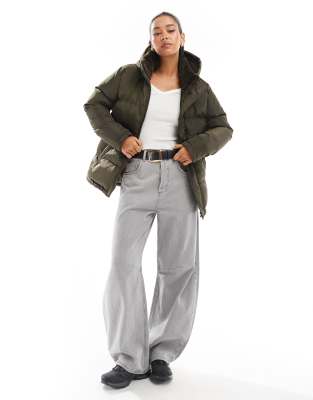 Threadbare - Doudoune avec col en fausse fourrure et détails à la taille - Vert