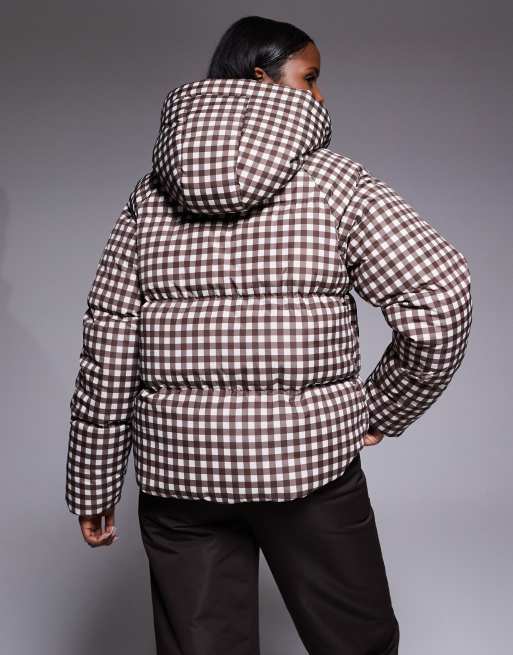 Threadbare - Doudoune de ski à carreaux avec capuche - Marron, 3 de 4