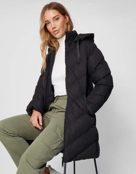 Threadbare 'dracula' hooded padded mid length jacket in black - view 1