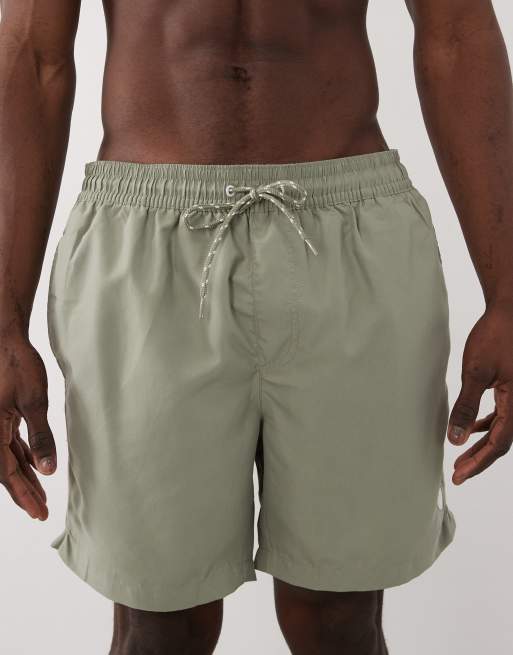 Threadbare drawcord waist seersucker swim shorts in sage green, 4 of 5