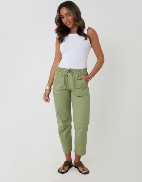 Threadbare Drawstring waist barrel leg jeans in pale green - view 1