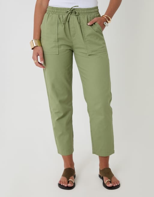 Threadbare Drawstring waist barrel leg jeans in pale green, 2 of 4