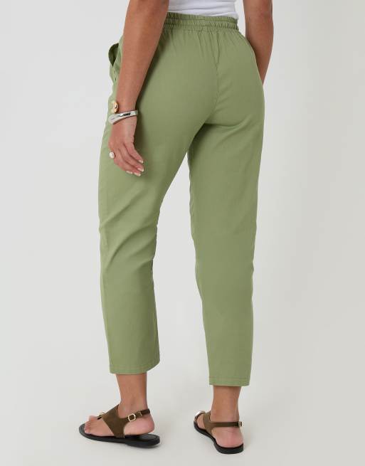 Threadbare Drawstring waist barrel leg jeans in pale green, 4 of 4