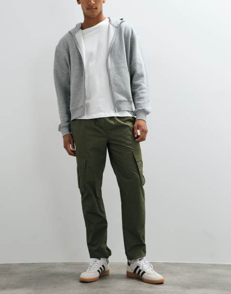 Threadbare drawstring waist cargo trousers in khaki - view 1