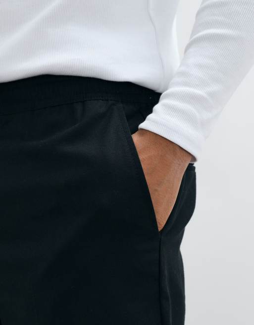 Threadbare drawstring waist straight leg trousers with pleat in black, 2 of 5