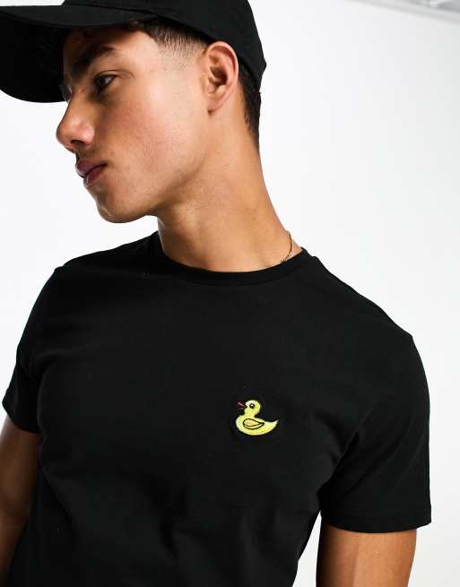 Threadbare duck embroidery T-shirt in black | ASOS