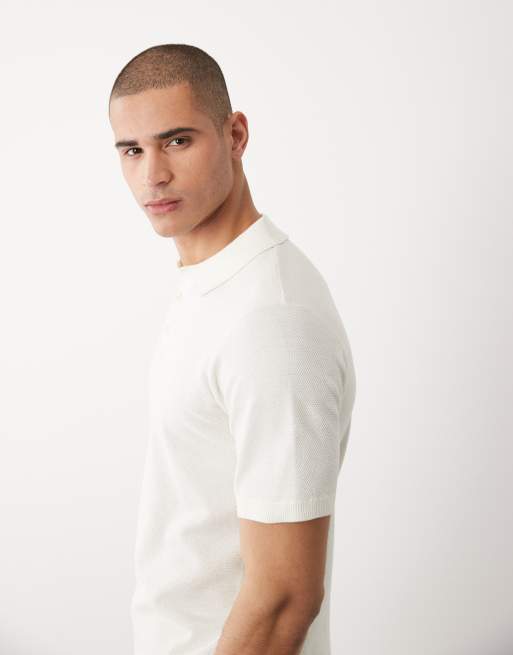 Threadbare – Dzianinowa koszulka polo z krótkimi rękawami w kolorze ecru, 4 z 5
