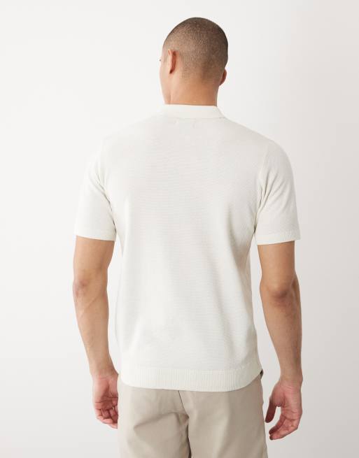 Threadbare – Dzianinowa koszulka polo z krótkimi rękawami w kolorze ecru, 5 z 5